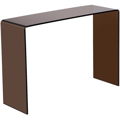 Vente-unique Console en verre trempé courbé - Brun - ALONZO Vente-unique Console en verre trempé courbé - Brun - ALONZO