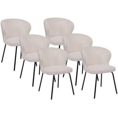 Vente-unique Lot de 6 chaises en velours côtelé et métal noir - Crème - RELIOZA Vente-unique Lot de 6 chaises en velours côtelé et métal noir - Crème - RELIOZA