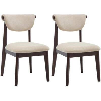 Vente-unique Lot de 2 chaises en tissu texturé et bois d'hévéa - Beige - GABIEL Vente-unique Lot de 2 chaises en tissu texturé et bois d'hévéa - Beige - GABIEL