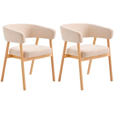 Vente-unique Lot de 2 chaises en tissu et bois d'hévéa - Beige - JORAKA Vente-unique Lot de 2 chaises en tissu et bois d'hévéa - Beige - JORAKA