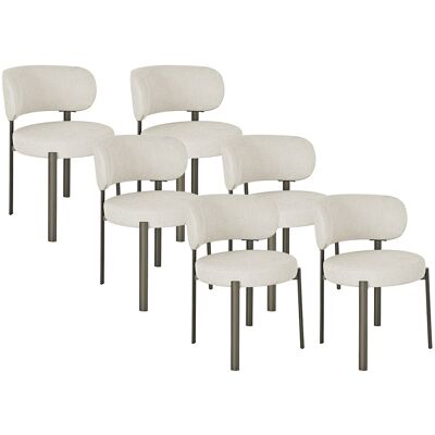 Vente-unique Lot de 6 chaises en tissu texturé et métal bronze - Crème - ASILOVA Vente-unique Lot de 6 chaises en tissu texturé et métal bronze - Crème - ASILOVA