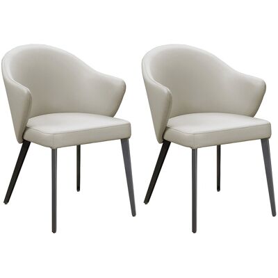 Vente-unique Lot de 2 chaises avec accoudoirs en cuir et acier noir - Beige - MIBELLY de Maison Céphy Vente-unique Lot de 2 chaises avec accoudoirs en cuir et acier noir - Beige - MIBELLY de Maison Céphy