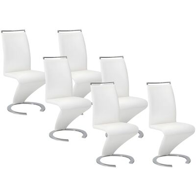 Vente-unique Lot de 6 chaises TWIZY - Simili Blanc Vente-unique Lot de 6 chaises TWIZY - Simili Blanc