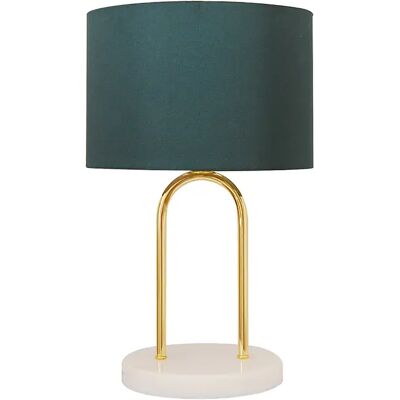 Vente-unique Lampe à poser en acier et marbre - D. 25 cm x H. 41 cm - Bleu canard - NOUR Vente-unique Lampe à poser en acier et marbre - D. 25 cm x H. 41 cm - Bleu canard - NOUR