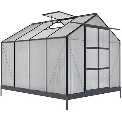Vente-unique Serre de Jardin en polycarbonate de 7,5 m² avec embase - Anthracite - GREENEA II Vente-unique Serre de Jardin en polycarbonate de 7,5 m² avec embase - Anthracite - GREENEA II
