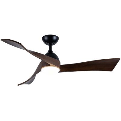 Vente-unique Ventilateur de plafond lumineux - L. 132 cm - Bois de pauwlonia naturel foncé - ELVARA Vente-unique Ventilateur de plafond lumineux - L. 132 cm - Bois de pauwlonia naturel foncé - ELVARA