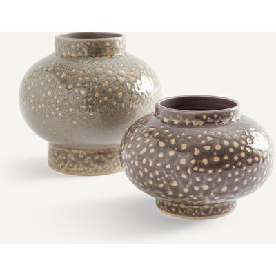 AM.PM Vase rond en céramique émaillée tachetée, hauteur 12,5 cm, LECCIA AM.PM Vase rond en céramique émaillée tachetée, hauteur 12,5 cm, LECCIA