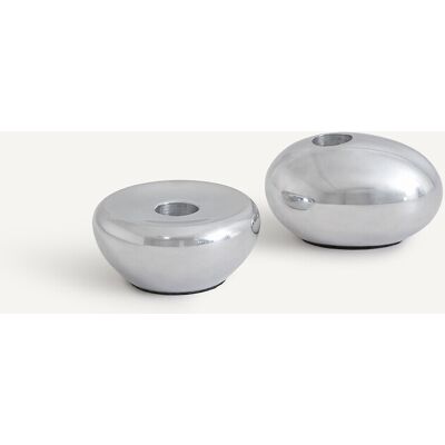 AM.PM Lot de 2 bougeoirs galet chromé, AUDRY AM.PM Lot de 2 bougeoirs galet chromé, AUDRY