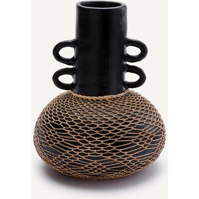 Vase en terre cuite noire faite à la main - Mavazi Vase en terre cuite noire faite à la main - Mavazi