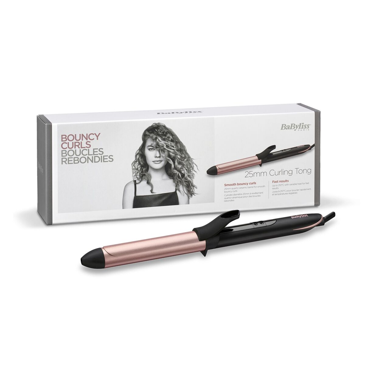 BABYLISS Fer à boucler Rose Quartz curling tongs25m