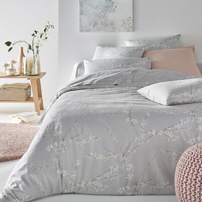LA REDOUTE INTERIEURS Housse de duvet en satin de coton - 3 tailles - Blanc/Gris LA REDOUTE INTERIEURS Housse de duvet en satin de coton - 3 tailles - Blanc/Gris