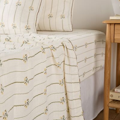 LA REDOUTE INTERIEURS Drap plat en gaze de coton, imprimé fleurs, RISETTI LA REDOUTE INTERIEURS Drap plat en gaze de coton, imprimé fleurs, RISETTI