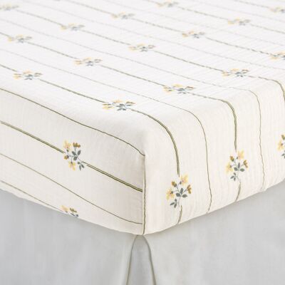 LA REDOUTE INTERIEURS Drap-housse en gaze de coton, bonnet 30 cm, imprimé fleurs, RISETTI LA REDOUTE INTERIEURS Drap-housse en gaze de coton, bonnet 30 cm, imprimé fleurs, RISETTI