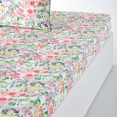 Drap housse en percale de coton La Redoute Interieurs - Motif floral Drap housse en percale de coton La Redoute Interieurs - Motif floral