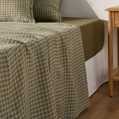 Drap en lin lavé Olive Vichy La Redoute Intérieurs - Linge de lit Drap en lin lavé Olive Vichy La Redoute Intérieurs - Linge de lit