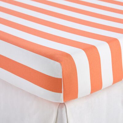 LA REDOUTE INTERIEURS Drap-housse en coton, bonnet 25 cm, imprimé rayures, HENDAYE ORANGE LA REDOUTE INTERIEURS Drap-housse en coton, bonnet 25 cm, imprimé rayures, HENDAYE ORANGE