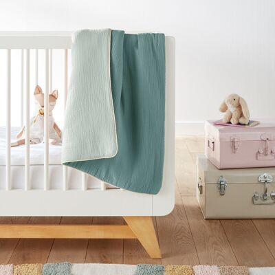 LA REDOUTE INTERIEURS Couverture bébé Kumla en gaze de coton, bicolore, 120x70cm LA REDOUTE INTERIEURS Couverture bébé Kumla en gaze de coton, bicolore, 120x70cm
