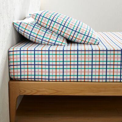 Drap-housse en coton géométrique Redoute Interiors - 180x200cm Drap-housse en coton géométrique Redoute Interiors - 180x200cm