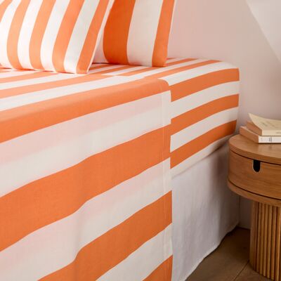 LA REDOUTE INTERIEURS Drap plat en coton, imprimé rayures, HENDAYE ORANGE LA REDOUTE INTERIEURS Drap plat en coton, imprimé rayures, HENDAYE ORANGE