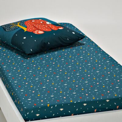 Linge housse en coton bleu - Orsi - 90 x 140 cm Linge housse en coton bleu - Orsi - 90 x 140 cm