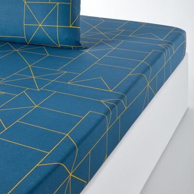 Drap-housse So'home Dwight - Motif géométrique - Bleu Drap-housse So'home Dwight - Motif géométrique - Bleu
