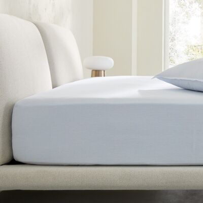AM.PM Drap-housse en percale de coton lavé, rayé, 120 fils, bonnet 30 cm, SABBAL AM.PM Drap-housse en percale de coton lavé, rayé, 120 fils, bonnet 30 cm, SABBAL