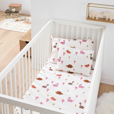 LA REDOUTE INTERIEURS Drap-housse bébé coton bonnet 17 cm, Dino Pop rose LA REDOUTE INTERIEURS Drap-housse bébé coton bonnet 17 cm, Dino Pop rose