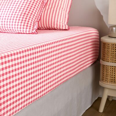 LA REDOUTE INTERIEURS Drap-housse coton seersucker 30 cm, COTTAGE FRAMBOISE LA REDOUTE INTERIEURS Drap-housse coton seersucker 30 cm, COTTAGE FRAMBOISE