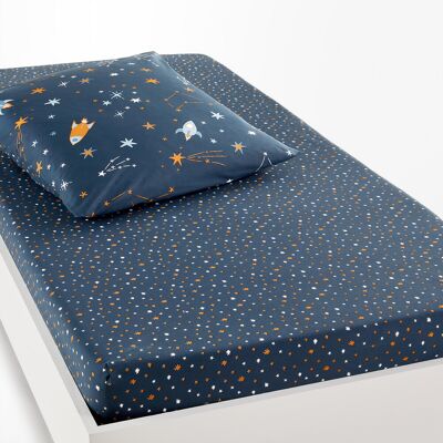 La Redoute Intérieurs Gaston Drap-housse en coton - Bleu - Taille 90x140 cm La Redoute Intérieurs Gaston Drap-housse en coton - Bleu - Taille 90x140 cm