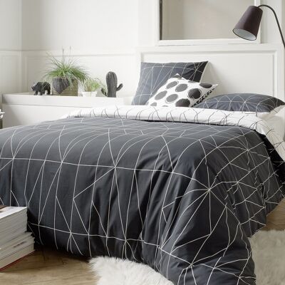 Housse de duvet Shapes en coton blanc/noir Housse de duvet Shapes en coton blanc/noir