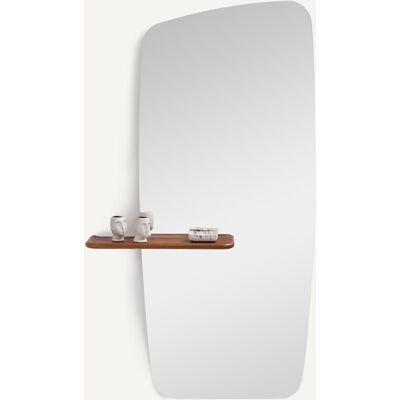 Am.pm Miroir asymétrique Nella en noyer avec étagère - Miroir Am.pm Miroir asymétrique Nella en noyer avec étagère - Miroir