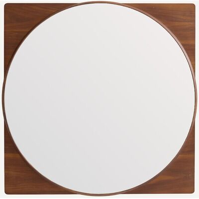 AM.PM Miroir rond avec encadrement en noyer, hauteur 50 cm, NOTTERI AM.PM Miroir rond avec encadrement en noyer, hauteur 50 cm, NOTTERI