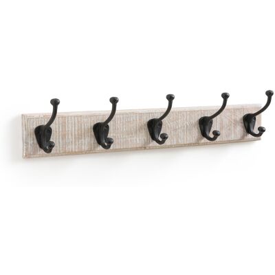 So'home Logas Porte-manteaux - Bois de mangue massif, Crochets doubles, Noir So'home Logas Porte-manteaux - Bois de mangue massif, Crochets doubles, Noir