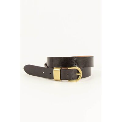 SESSUN Ceinture large en cuir verni, avec boucle métallique, MILOA SESSUN Ceinture large en cuir verni, avec boucle métallique, MILOA