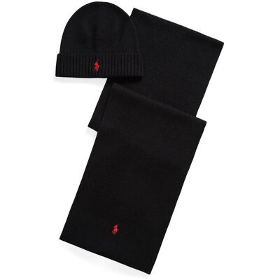 POLO RALPH LAUREN Coffret cadeau bonnet et écharpe en laine mérinos POLO RALPH LAUREN Coffret cadeau bonnet et écharpe en laine mérinos