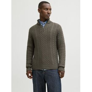 JACK & JONES Pull maille torsadée demi zippé JACK & JONES Pull maille torsadée demi zippé