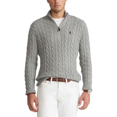 POLO RALPH LAUREN Pull demi-zippé en coton torsadé POLO RALPH LAUREN Pull demi-zippé en coton torsadé