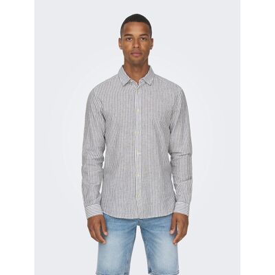 ONLY & SONS Chemise rayée slim fit coton lin ONLY & SONS Chemise rayée slim fit coton lin