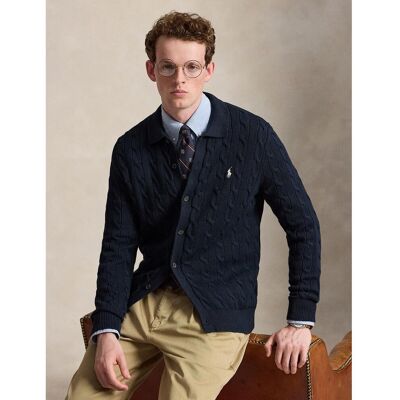 POLO RALPH LAUREN Gilet boutonné Regular Fit, en maille torsadée POLO RALPH LAUREN Gilet boutonné Regular Fit, en maille torsadée