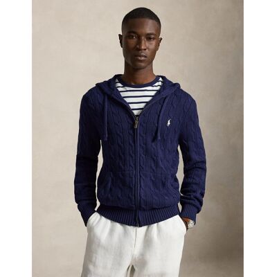 POLO RALPH LAUREN Pull zippé, à capuche, en maille torsadée POLO RALPH LAUREN Pull zippé, à capuche, en maille torsadée