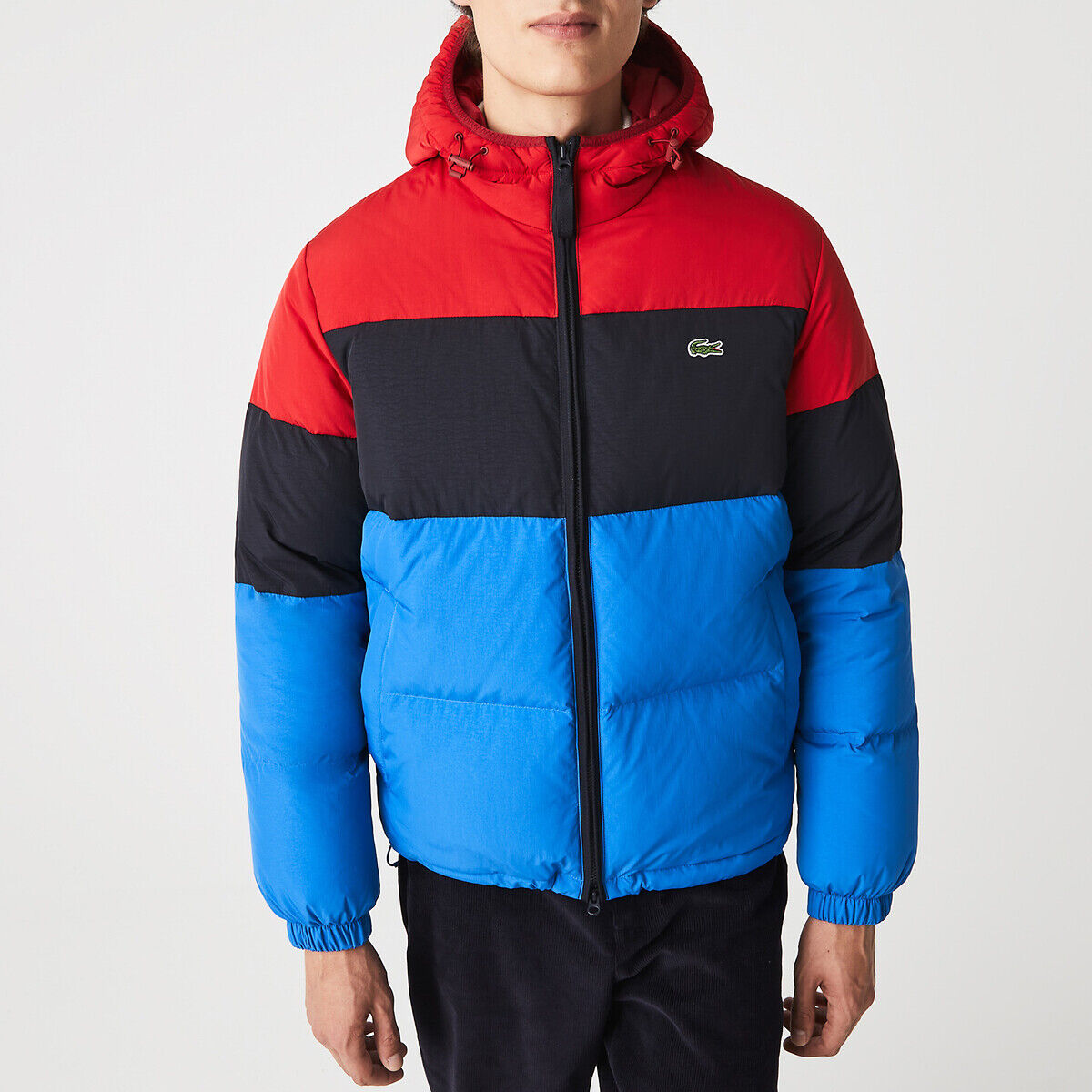 LACOSTE Doudoune chaude zippée à capuche colorblock