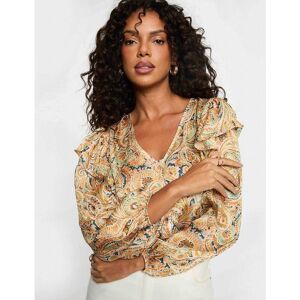 MORGAN Blouse imprimée col v volanté MORGAN Blouse imprimée col v volanté