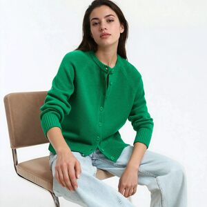 LA REDOUTE COLLECTIONS Cardigan court, col rond, en laine et coton mélangés, boutonné LA REDOUTE COLLECTIONS Cardigan court, col rond, en laine et coton mélangés, boutonné
