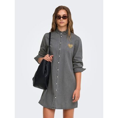 ONLY Robe en denim col mao, petit cœur poitrine ONLY Robe en denim col mao, petit cœur poitrine