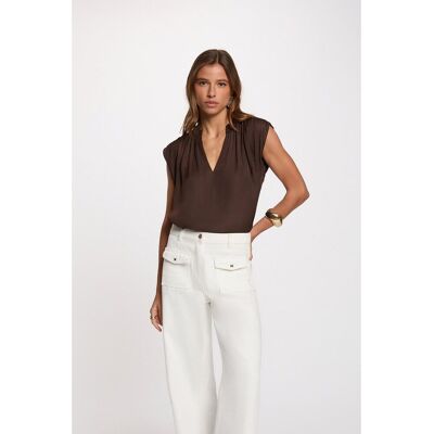 MORGAN Blouse manches courtes satin MORGAN Blouse manches courtes satin