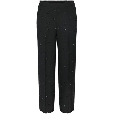 PIECES Pantalon large, taille haute à strass PIECES Pantalon large, taille haute à strass