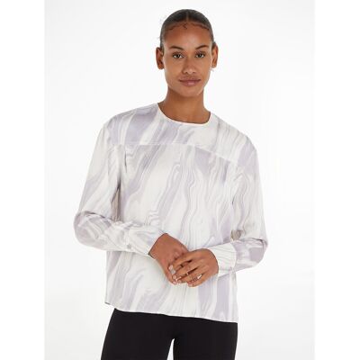 CALVIN KLEIN Blouse col rond, manches longues CALVIN KLEIN Blouse col rond, manches longues