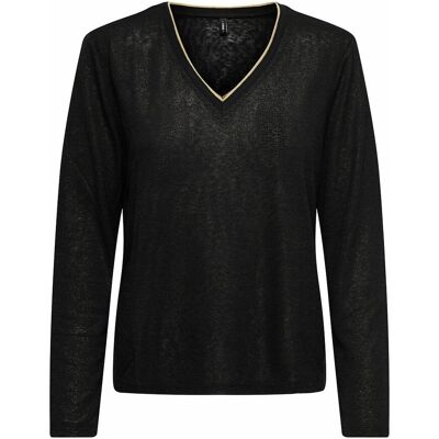 ONLY T-shirt manches longues en lurex, col V doré ONLY T-shirt manches longues en lurex, col V doré