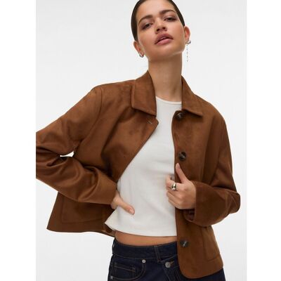 VERO MODA Veste en suédine avec poches, col polo VERO MODA Veste en suédine avec poches, col polo