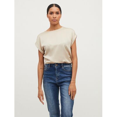 VILA T-shirt satiné, col rond VILA T-shirt satiné, col rond
